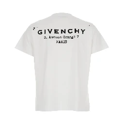 White Crewneck T-Shirt with Logo Lettering on Front and Rear in Cotton Woman