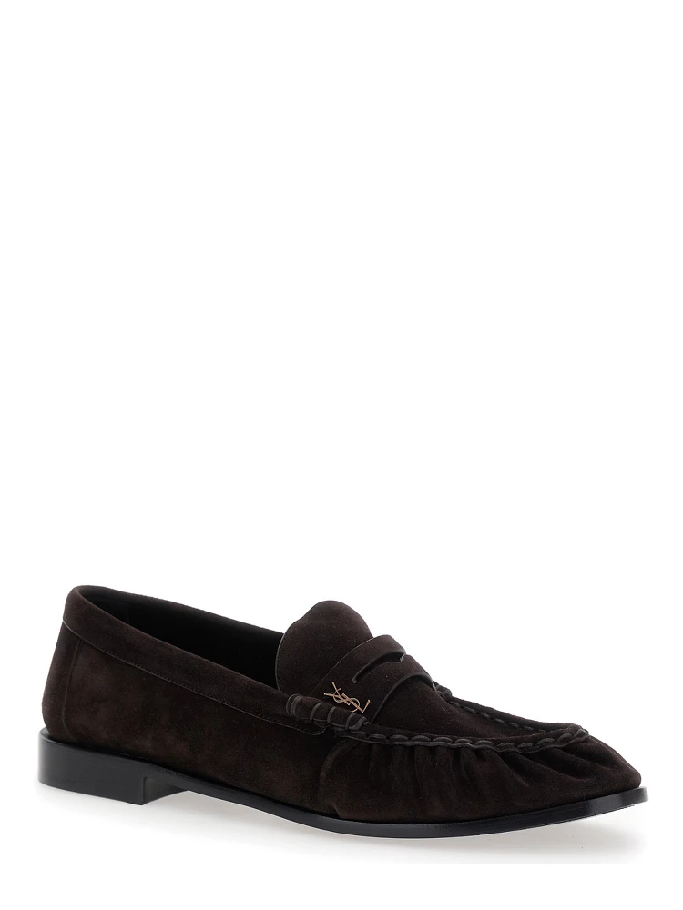 Brown Loafers with Cassandre Detail in Suede Man alternative
