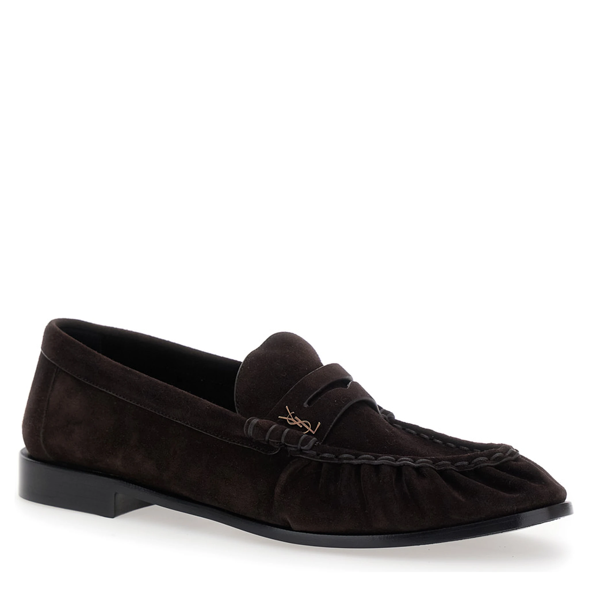 Brown Loafers with Cassandre Detail in Suede Man