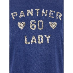 Blue Crewneck T-Shirt with Maxi Logo on Front and Rear in Cotton Jersey Woman