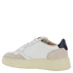 Medalist White Low Top Sneakers with Logo Patch on Tongue and Side in Leather Boy