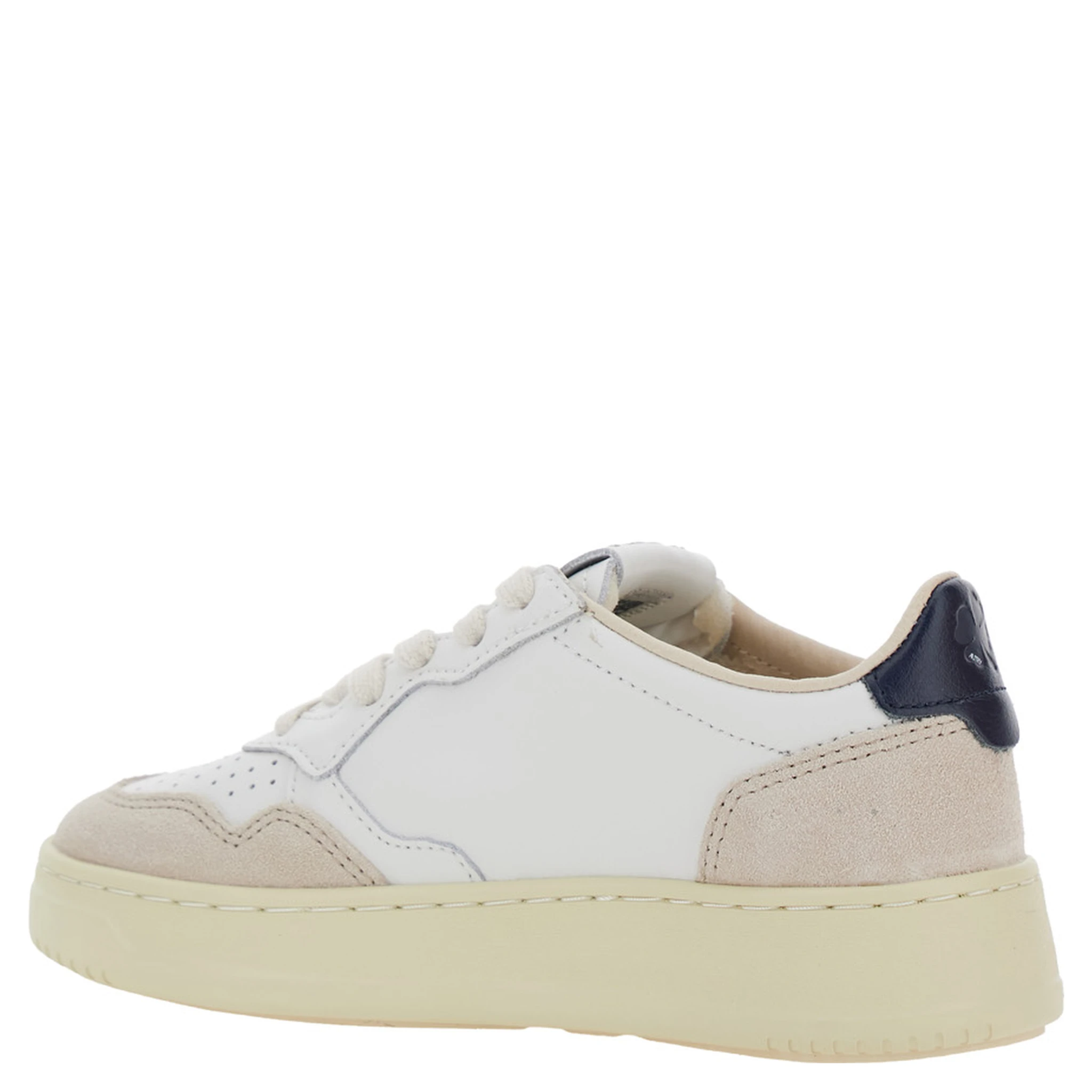 Medalist White Low Top Sneakers with Logo Patch on Tongue and Side in Leather Boy