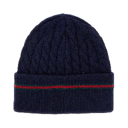 Blue Beanie with Web Detail and Tricot Knitting in Wool Boy