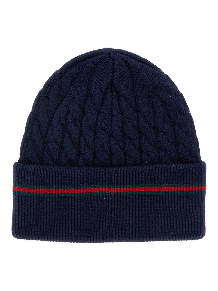 Blue Beanie with Web Detail and Tricot Knitting in Wool Boy alternative