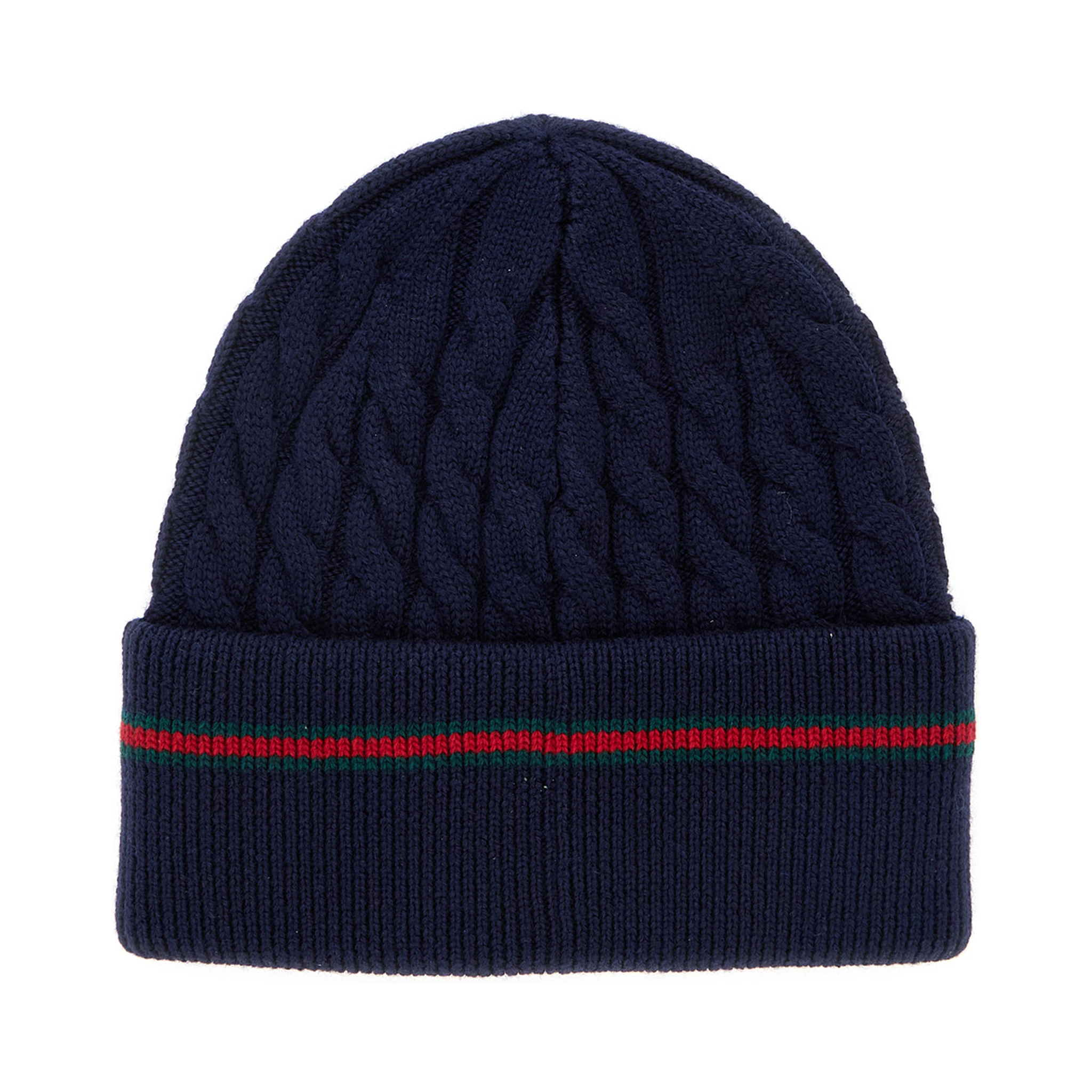 Blue Beanie with Web Detail and Tricot Knitting in Wool Boy