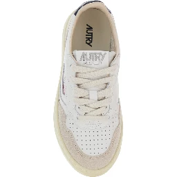 Medalist White Low Top Sneakers with Logo Patch on Tongue and Side in Leather Boy