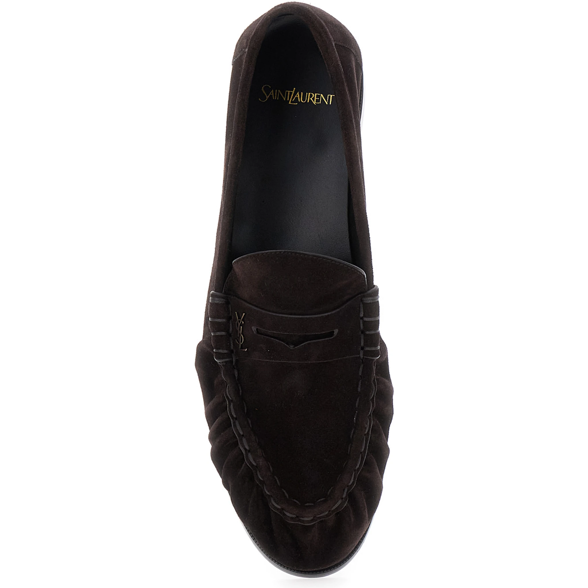 Brown Loafers with Cassandre Detail in Suede Man