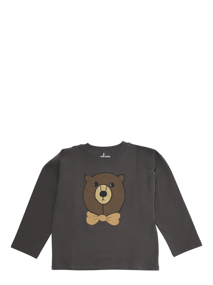 Grey Crew Neck Sweater with Front Print in Cotton Boy