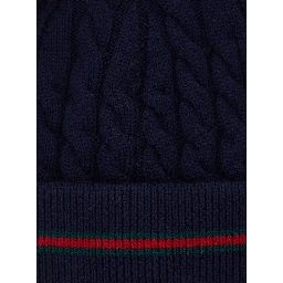Blue Beanie with Web Detail and Tricot Knitting in Wool Boy