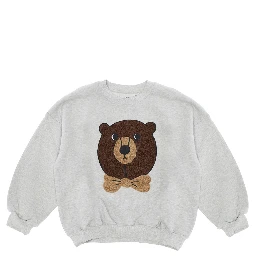 Grey Sweatshirt with Bear Patch on the Front in Cotton Baby