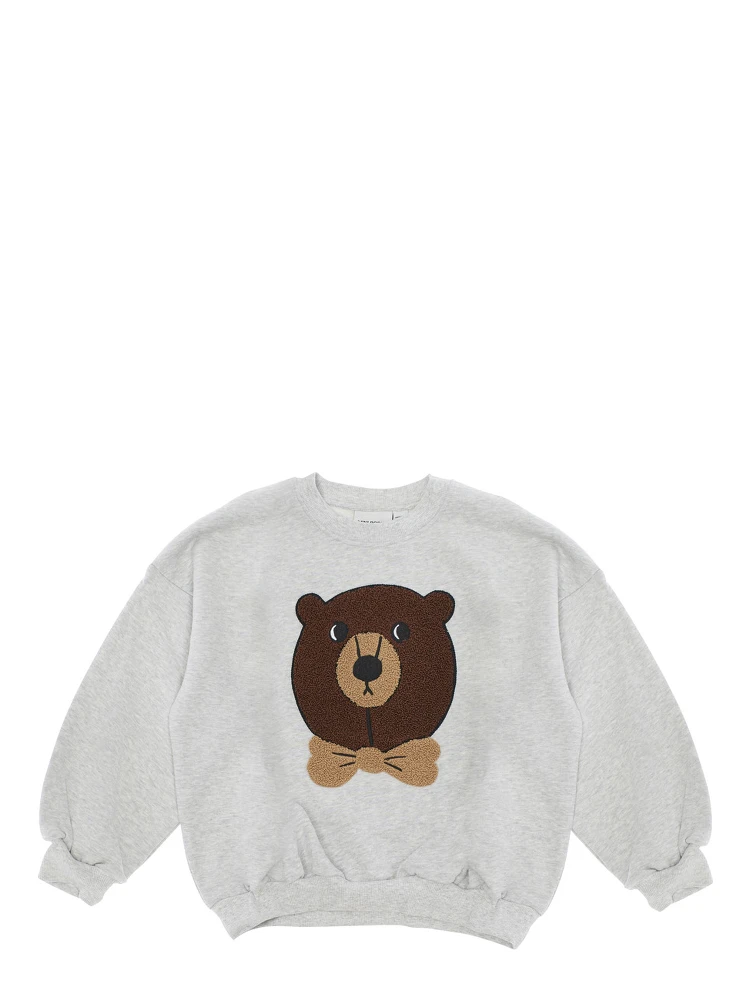 Grey Sweatshirt with Bear Patch on the Front in Cotton Baby