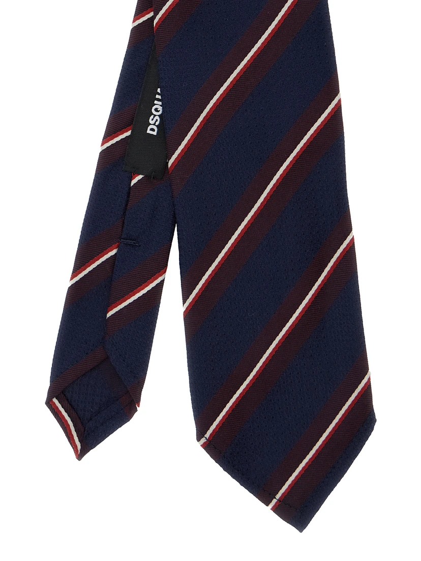 Blue Tie with All-Over Striped Motif in SIlk Man