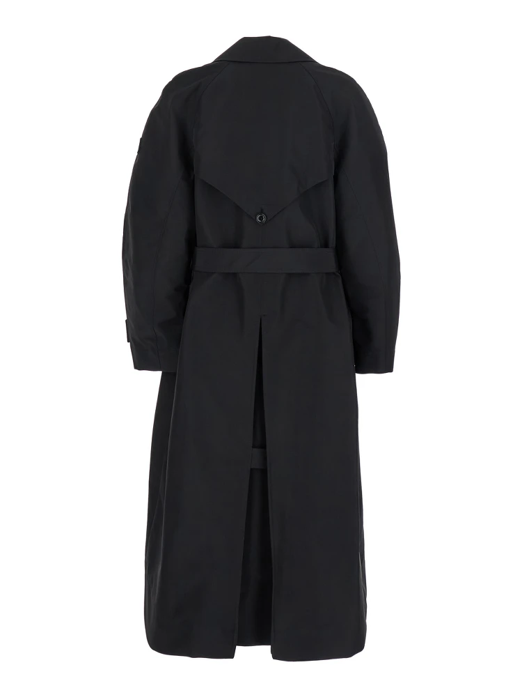 Zake Black Coat with Wide Classic Lapels and Removable Belt in Tech Fabric Woman alternative