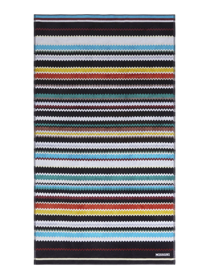 Curt Multicolor Beach Towel with All-Over ZigZag Motif in Cotton Home