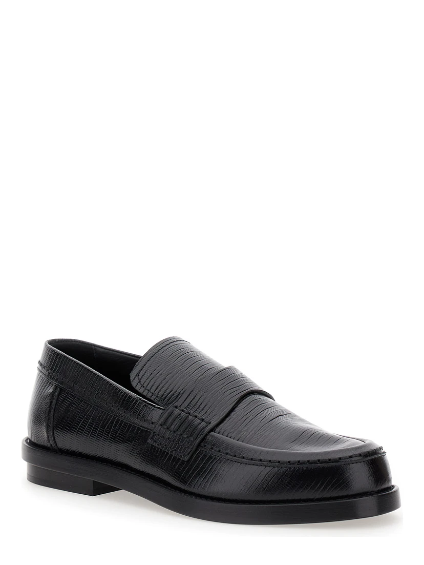 Black Slip-On Loafers in Leather Man