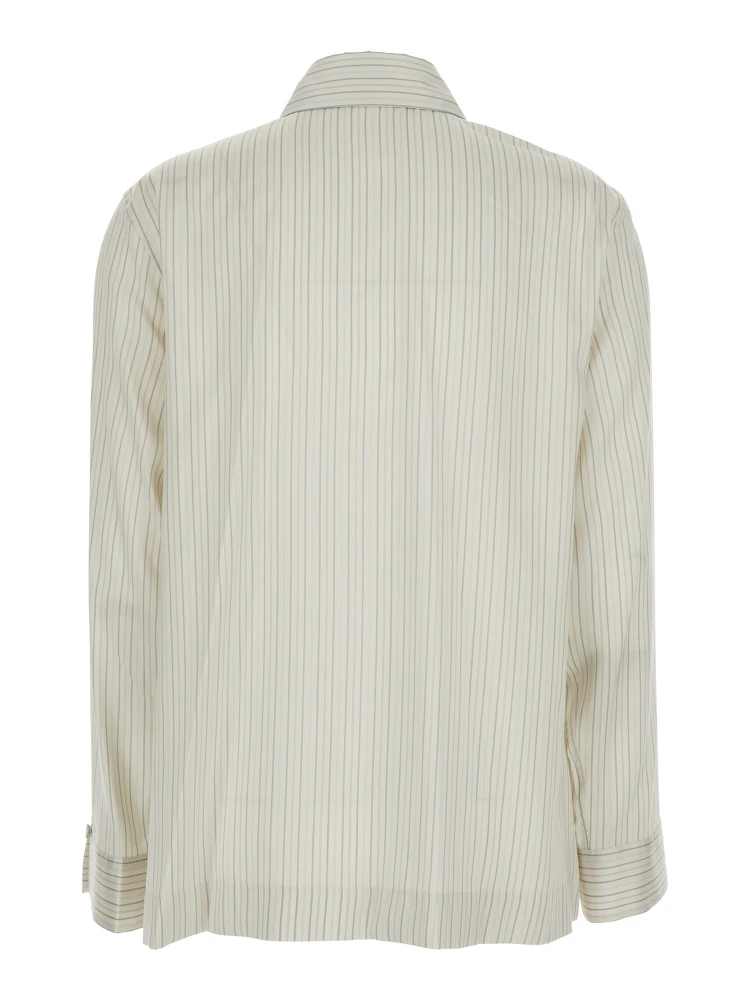 White Shirt with Point Collar and Asymmetrical Closure in Silk Woman alternative