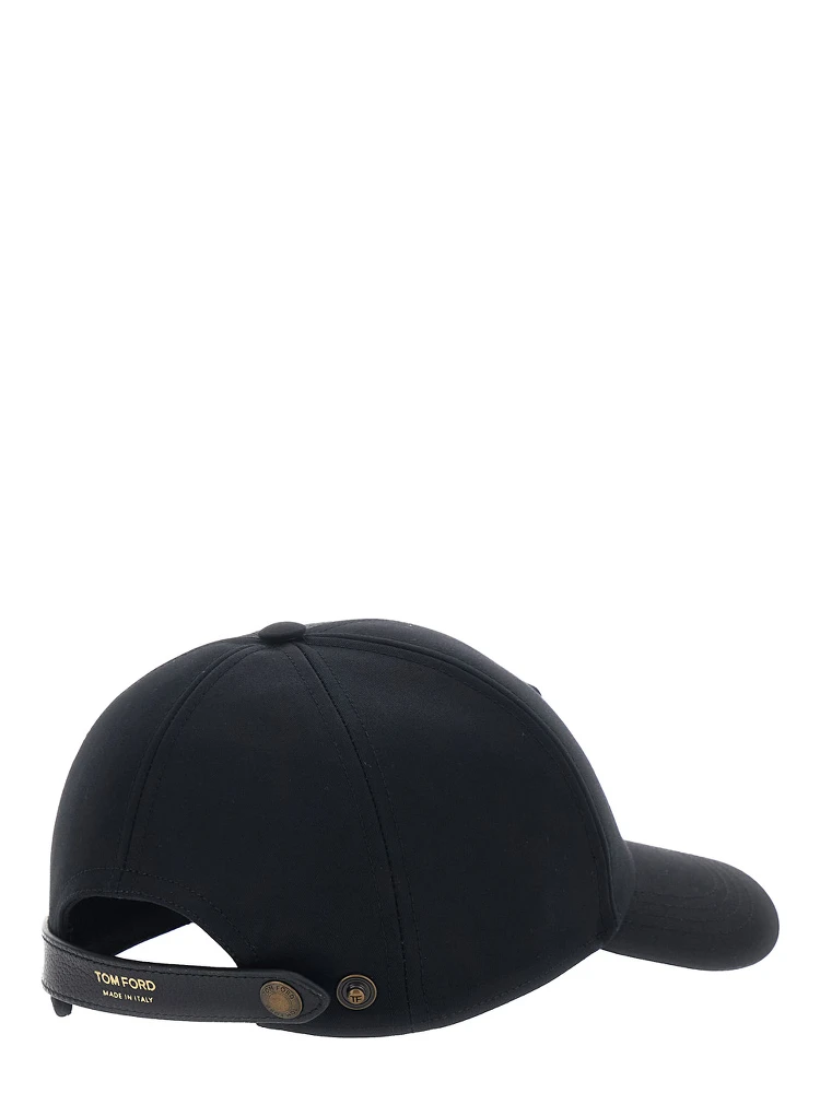 Black Baseball Cap with TF Logo Embroidery in Cotton Man alternative