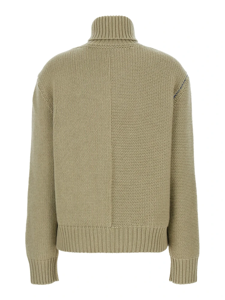 Beige High Neck Sweater with EKD Motif in Cashmere Woman alternative