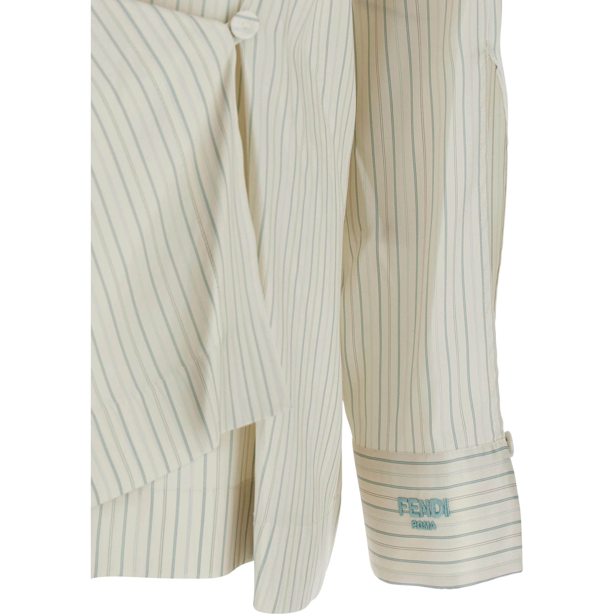 White Shirt with Point Collar and Asymmetrical Closure in Silk Woman