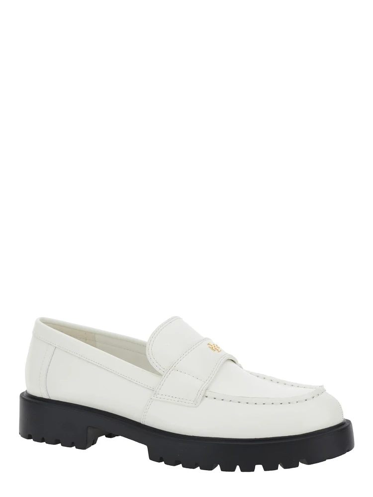 White Loafer with Logo Plate in Nappa Leather Woman alternative