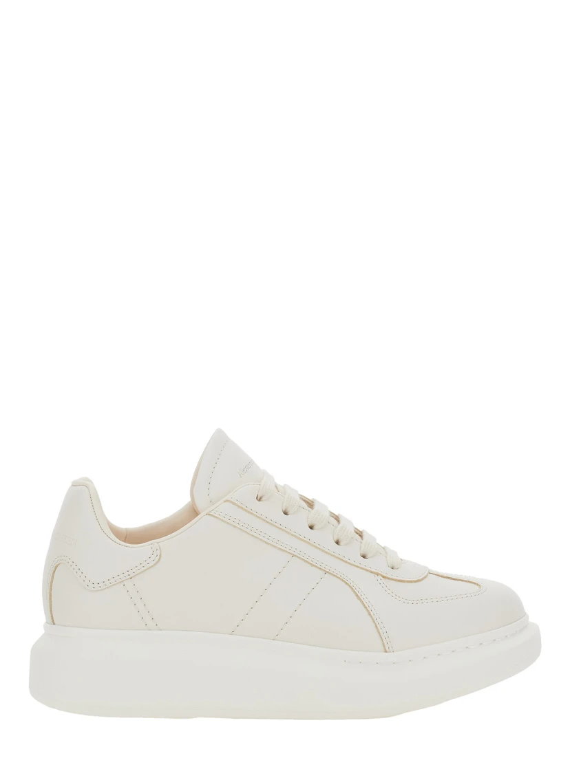 White Sneakers with Logo Patch on the Tongue and Embossed Logo on the Heel in Leather Woman
