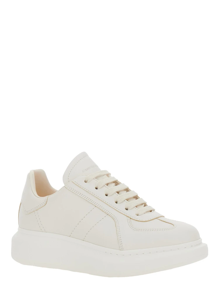 White Sneakers with Logo Patch on the Tongue and Embossed Logo on the Heel in Leather Woman alternative