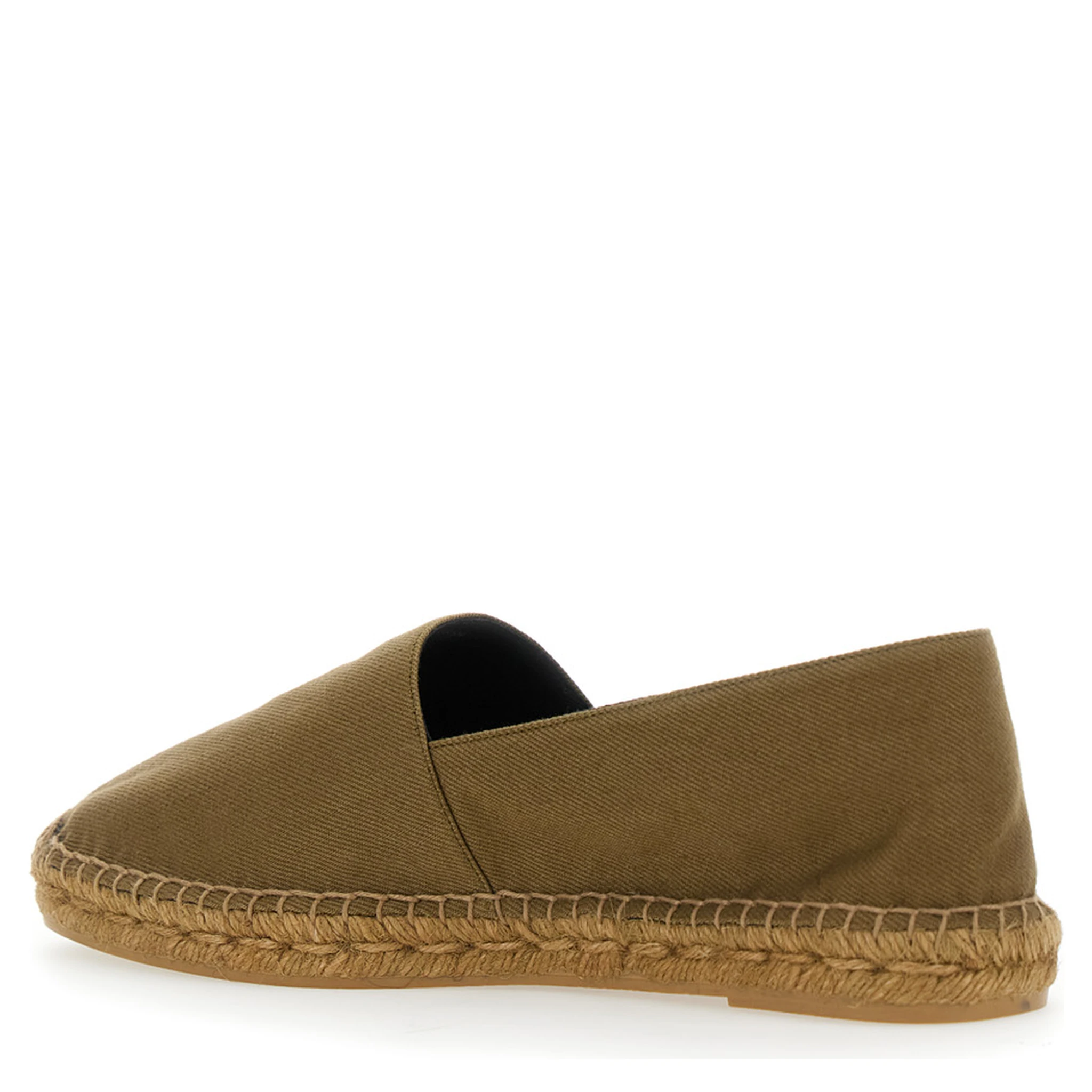 Brown Espadrilles with Tonal Cassandre Embroidery on the Side and Almond Toe in Cotton Man