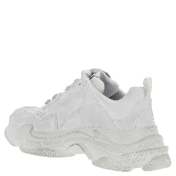 Triple S Sporty White Sneaker with 3B Logo Embroidered on the Side and Worn Effect in Tech Fabric Man
