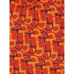 Orange Skirt with Elastic Waist and All-Over Horsebit Print in Cotton Woman