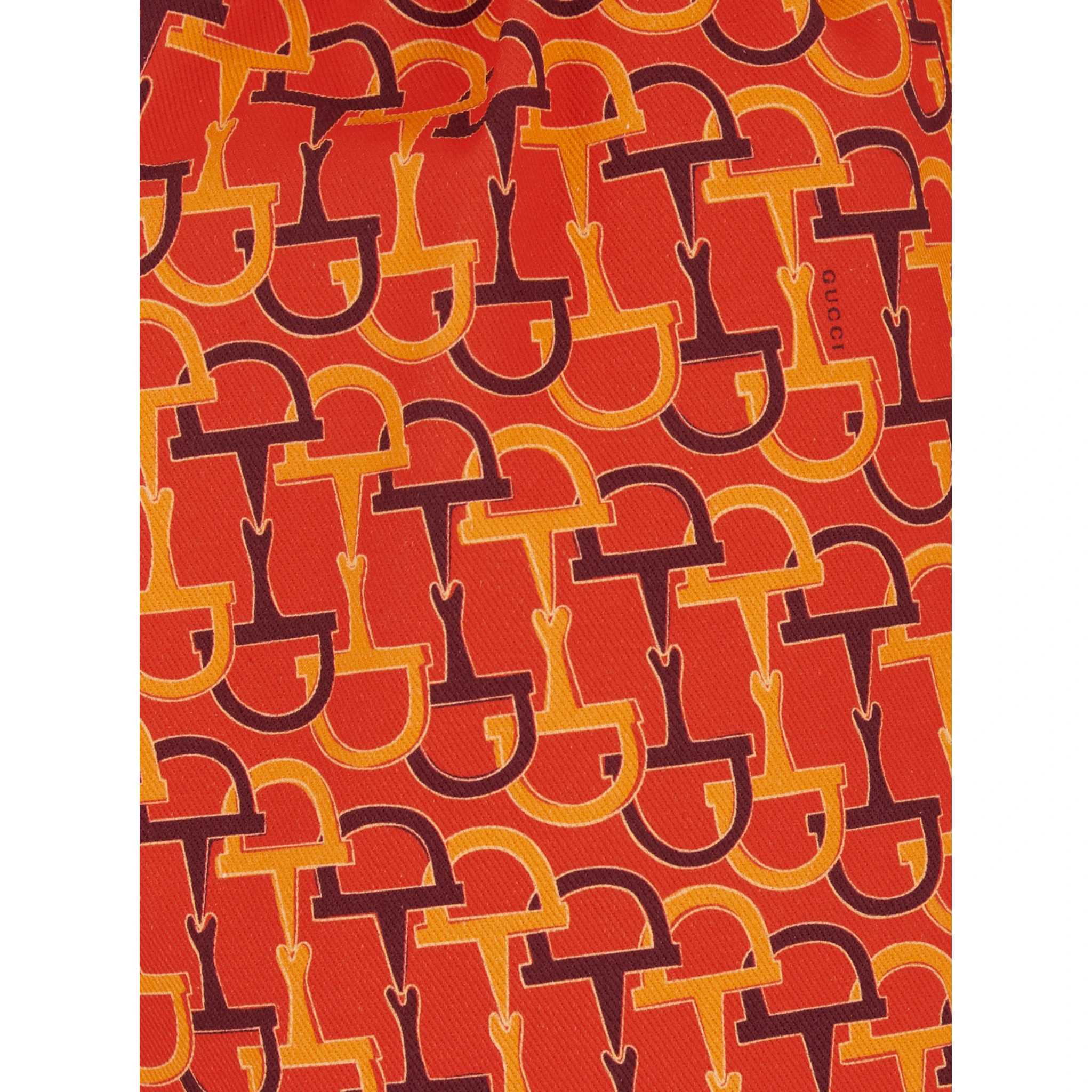 Orange Skirt with Elastic Waist and All-Over Horsebit Print in Cotton Woman