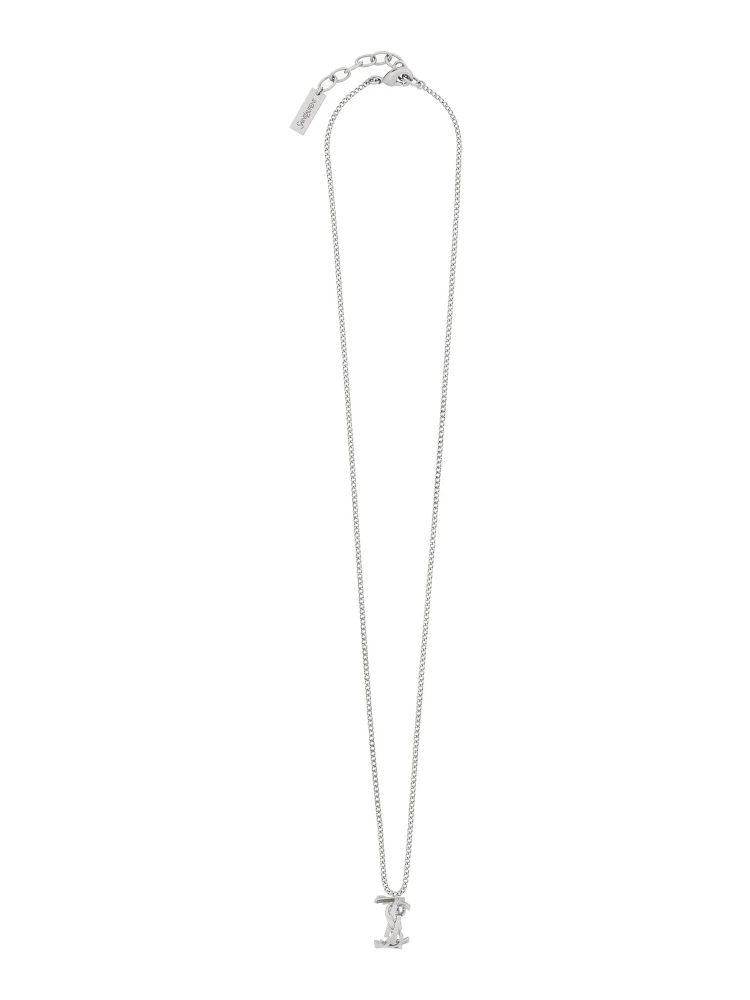 Metallic Chain-Link Necklace with Cassandre Pendant in Metal Man