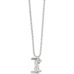 Metallic Chain-Link Necklace with Cassandre Pendant in Metal Man