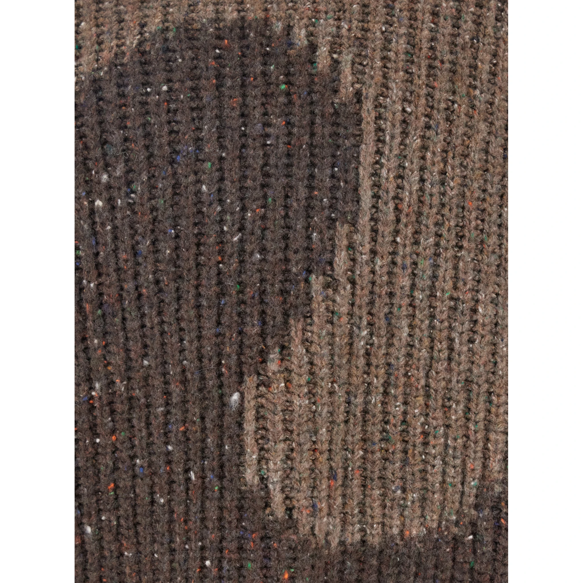 Brown Knit Crewneck Sweater with Bicolor Motif in Wool Blend Man