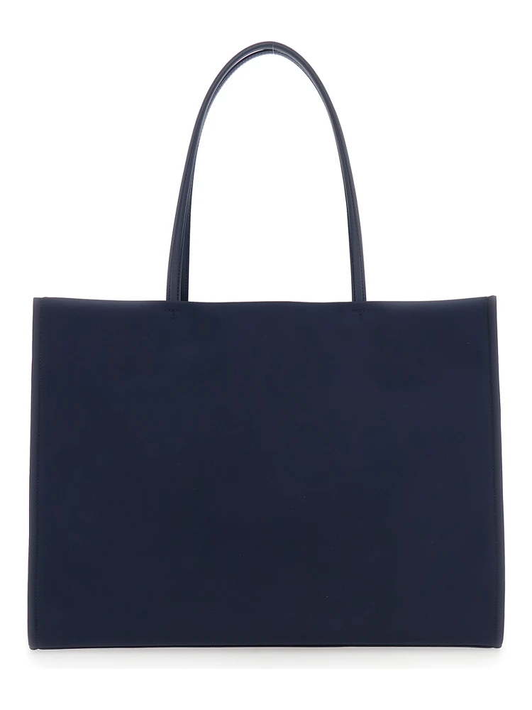 Ella Blue Large Tote Bag with Tonal Logo Detail in Tech Fabric Woman alternative
