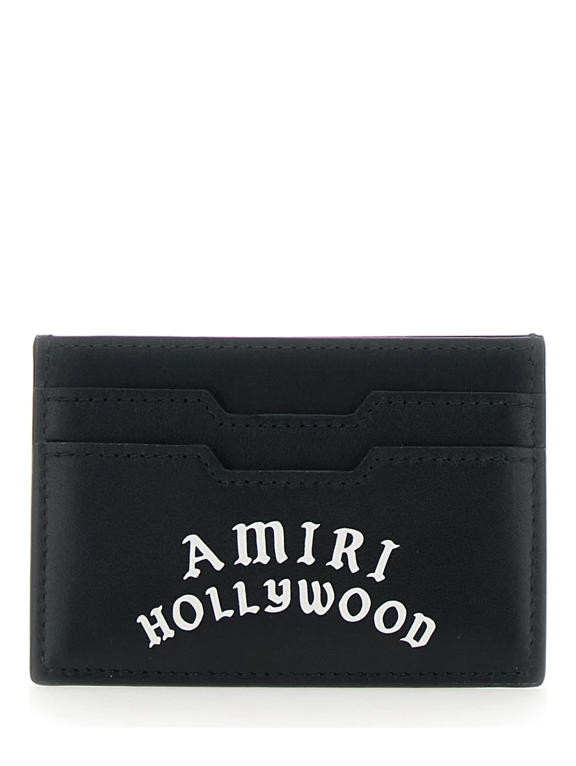 Black Card Holder with Logo Lettering on the Front and Embossed Logo on the Rear in Leather Man