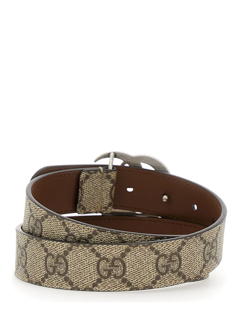 GG Marmont Beige Belt with All-Over GG Supreme Motif in Fabric Boy