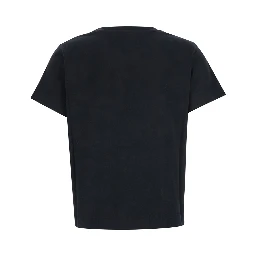 Black T-Shirt with Lettering Logo on the Front in Cotton Woman