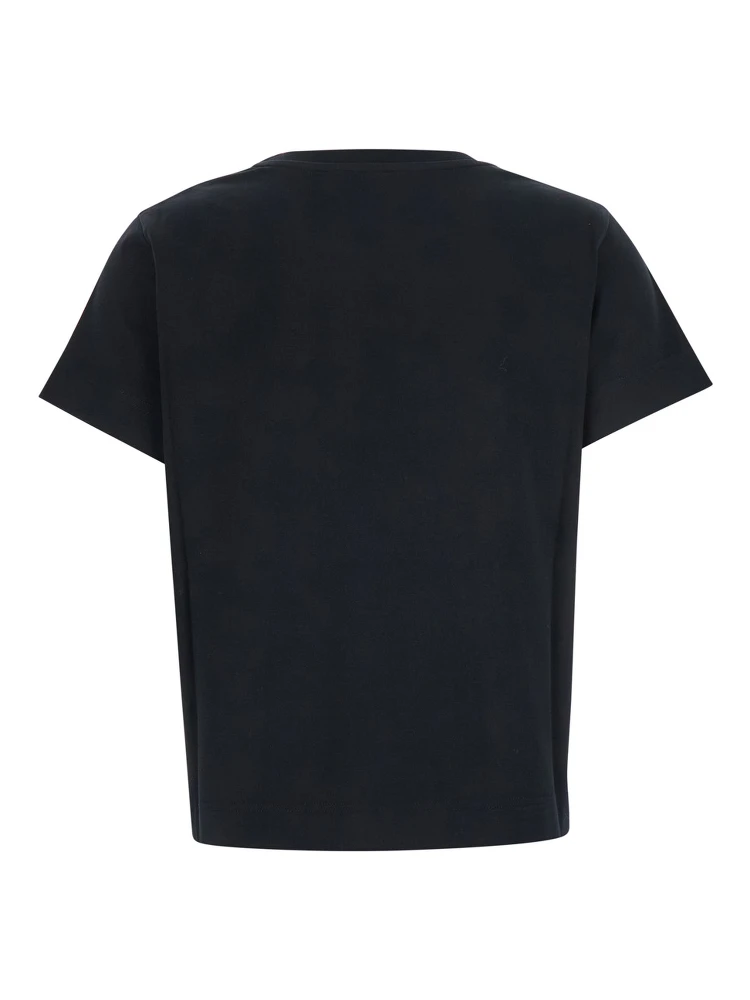Black T-Shirt with Lettering Logo on the Front in Cotton Woman alternative