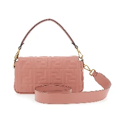 Baguette Pink Shoulder Bag with Removable Shoulder Strap in FF Canvas Woman
