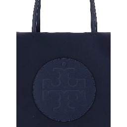 Ella Blue Large Tote Bag with Tonal Logo Detail in Tech Fabric Woman