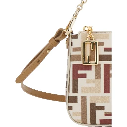 Multicolor Handbags with Chain Strap and FF All-Over Motif in Fabric Woman