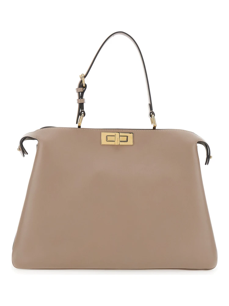 Pekaboo Soft Large Grey Handbag with Twist Lock in Leather Woman