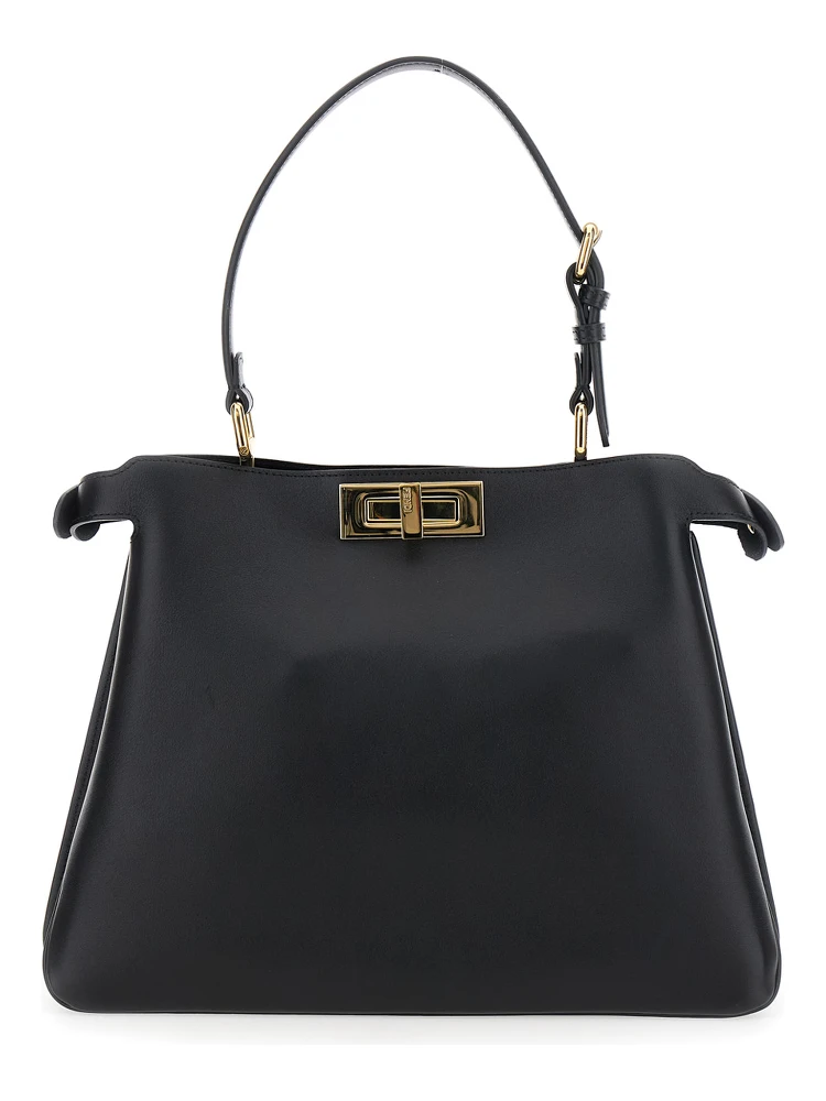 Pekaboo Soft Medium Black Handbag with Twist Lock in Leather Woman alternative