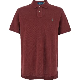 "Custom Slim Fit" Bordeaux Polo Shirt with Pony Detail on the Front in Cotton Man