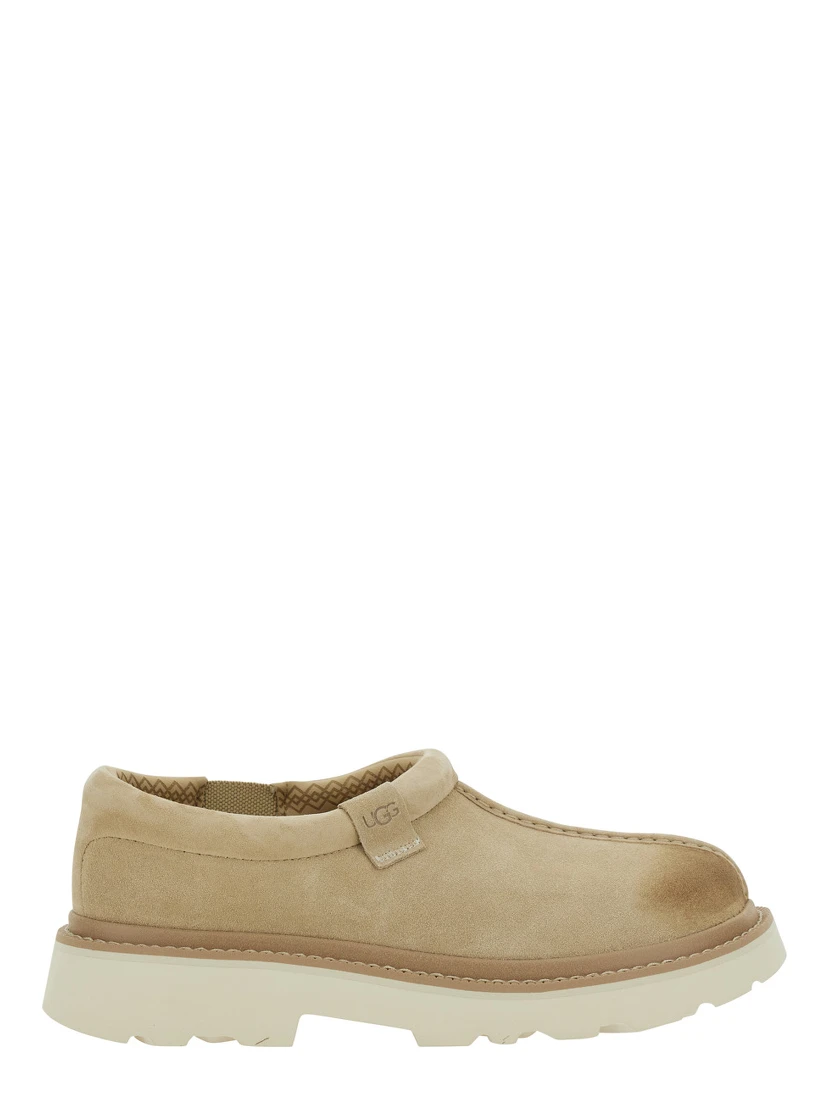 Tasman Beige Mule with Raised Sole in Suede Man