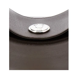 Le Calisso Rond Large Brown Shoulder Bag with Adjustable Strap and Embossed Logo in Leather Woman