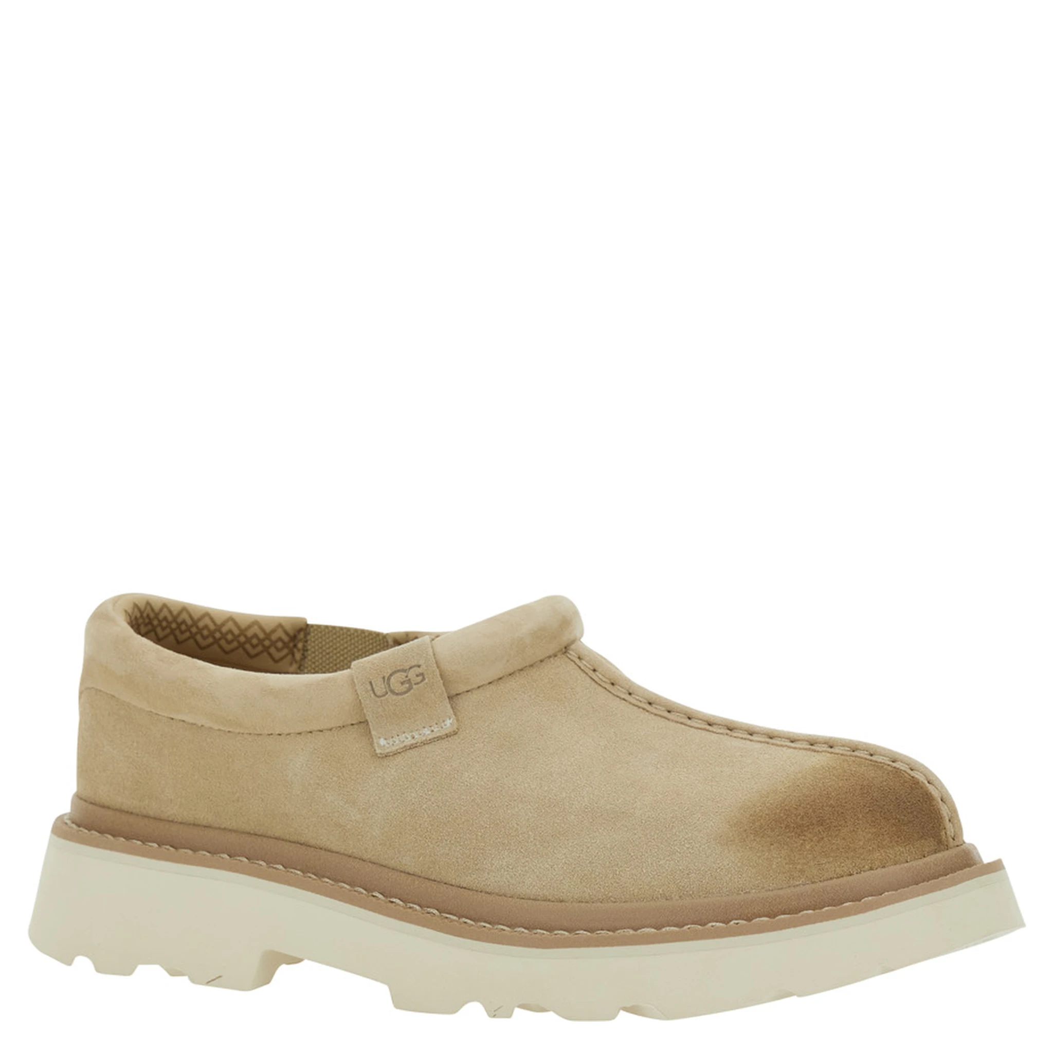 Tasman Beige Mule with Raised Sole in Suede Man
