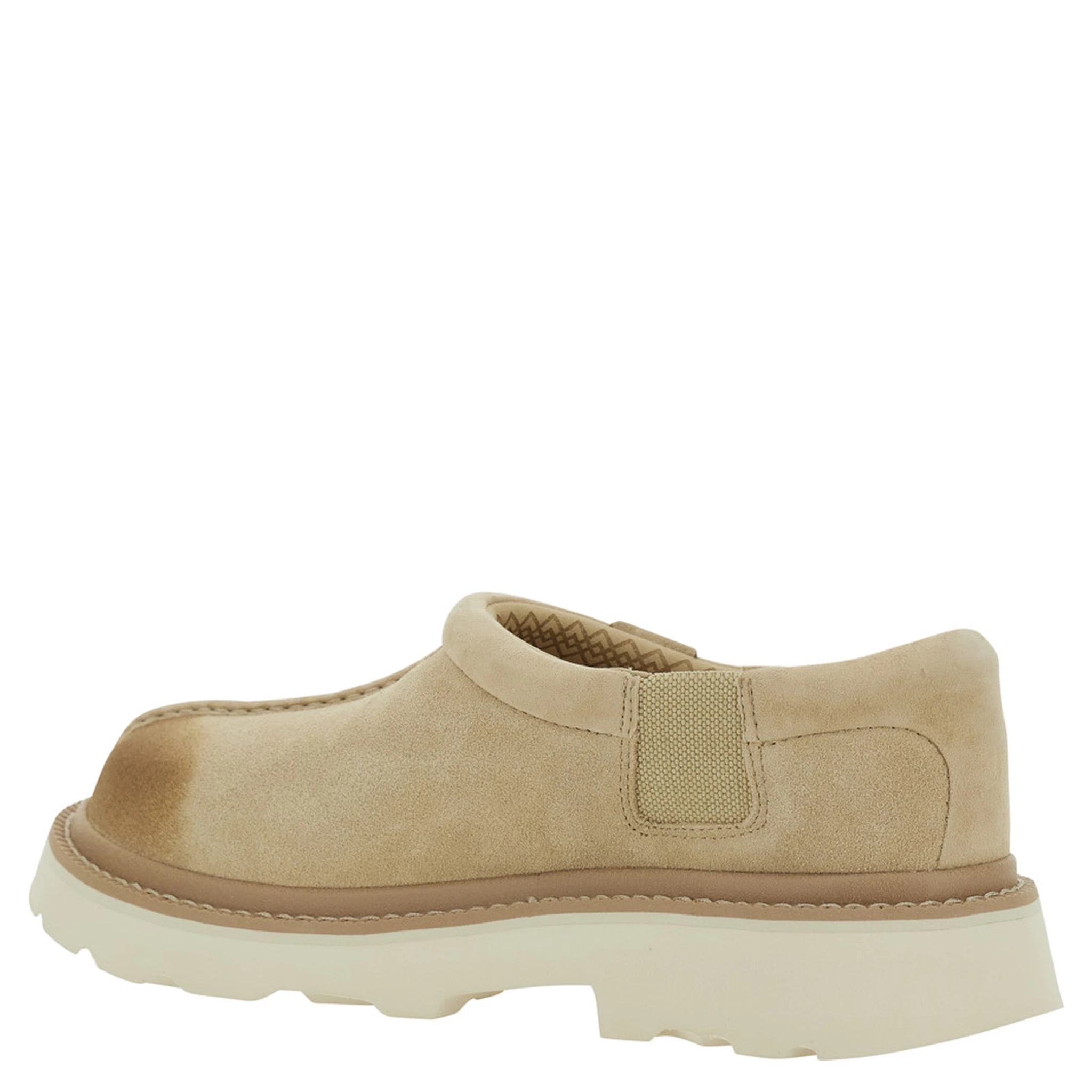 Tasman Beige Mule with Raised Sole in Suede Man