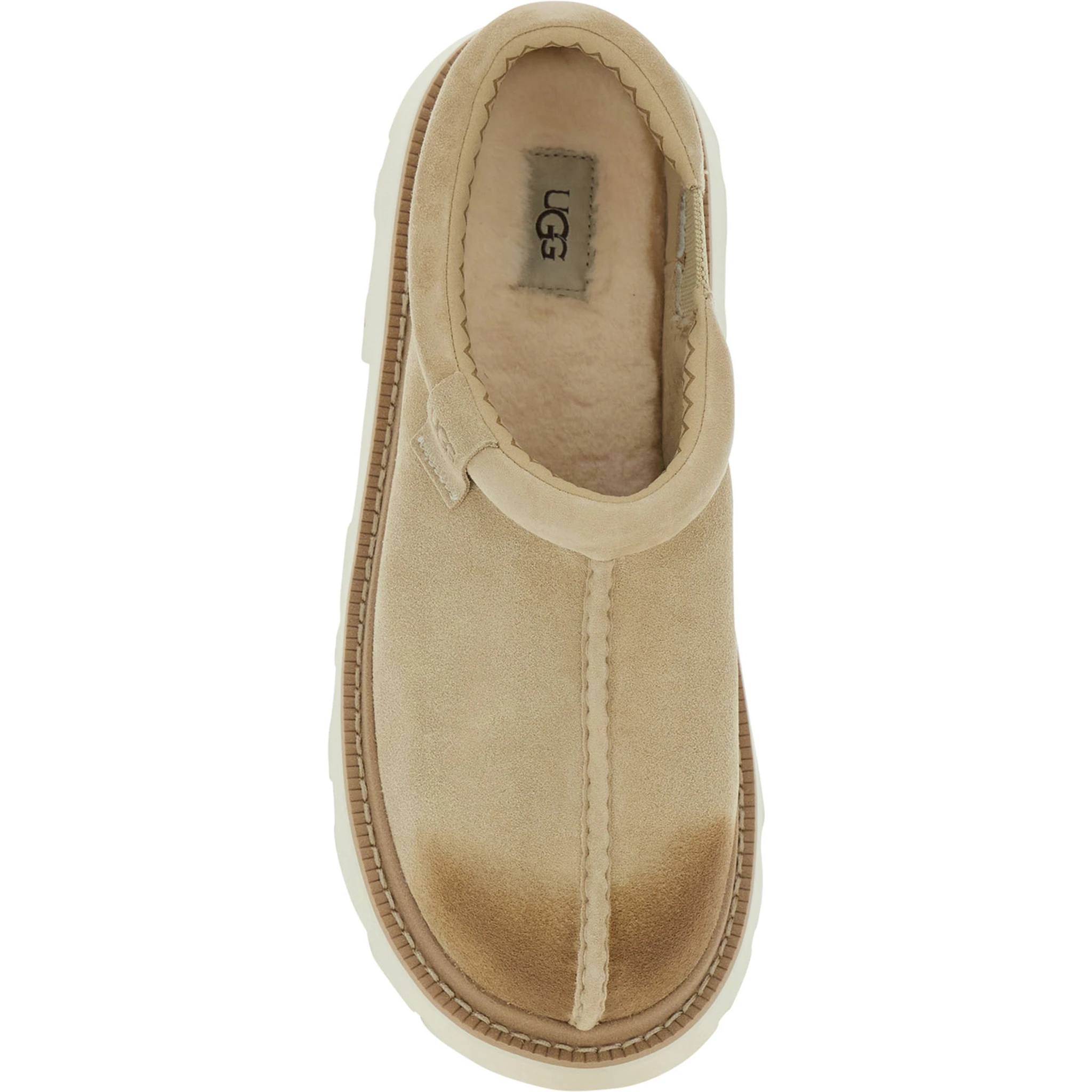 Tasman Beige Mule with Raised Sole in Suede Man