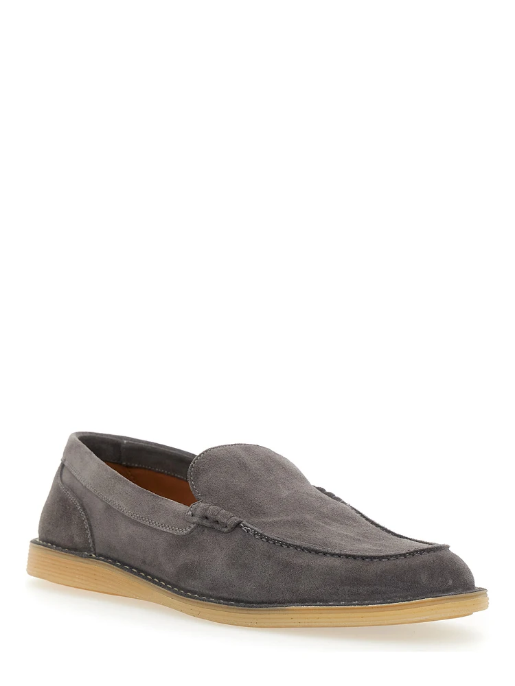 New Florio Ideal Grey Loafers with DG Detail in Suede Man alternative